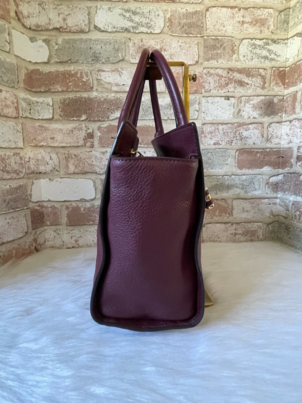 Michael Kors Burgundy Leather Satchel with Gold Hardware - Picture 6 of 13